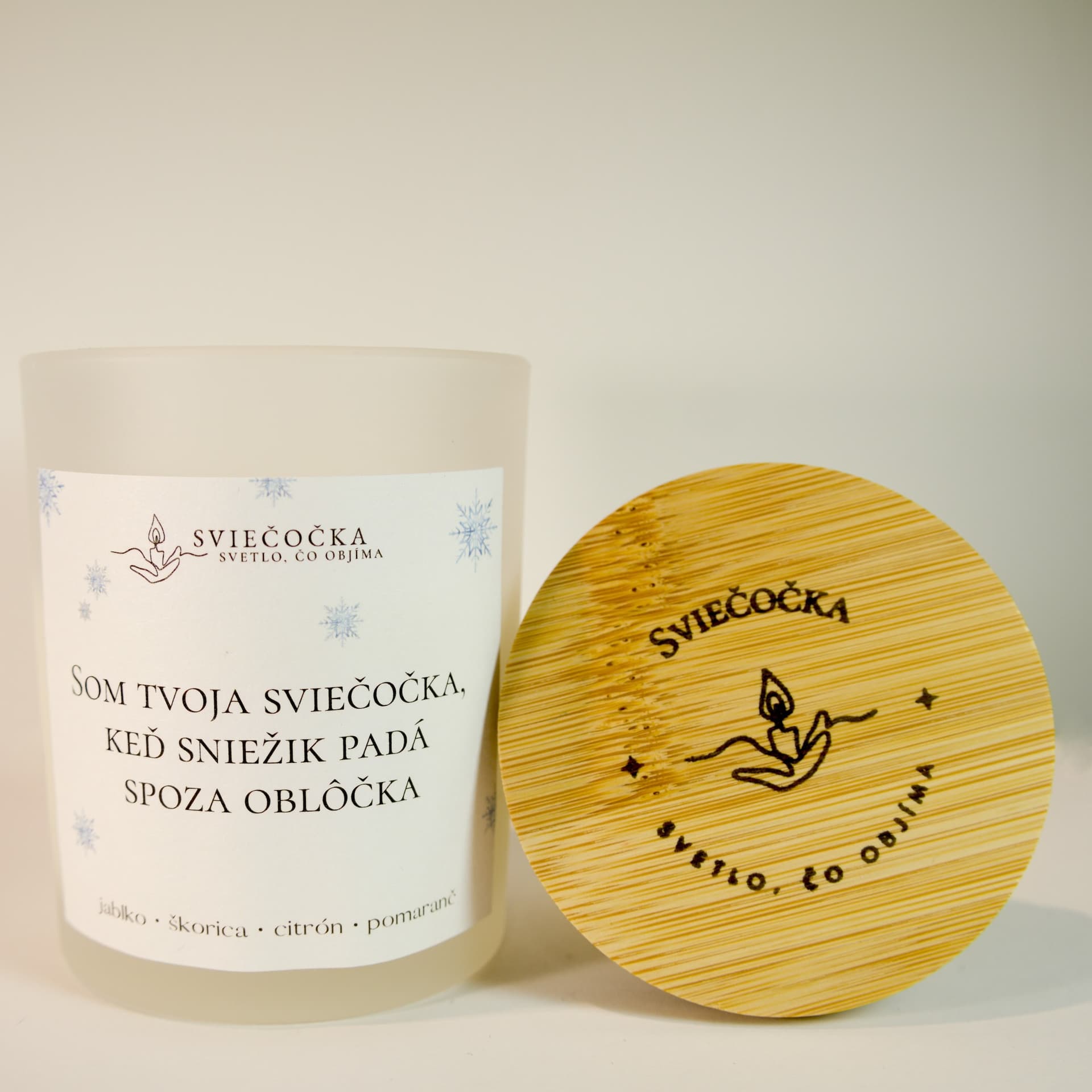Sniežik jablko · škorica · citrón · pomaranč 140g ručne vyrábaná sójová sviečka sójový vosk - pohľad 3