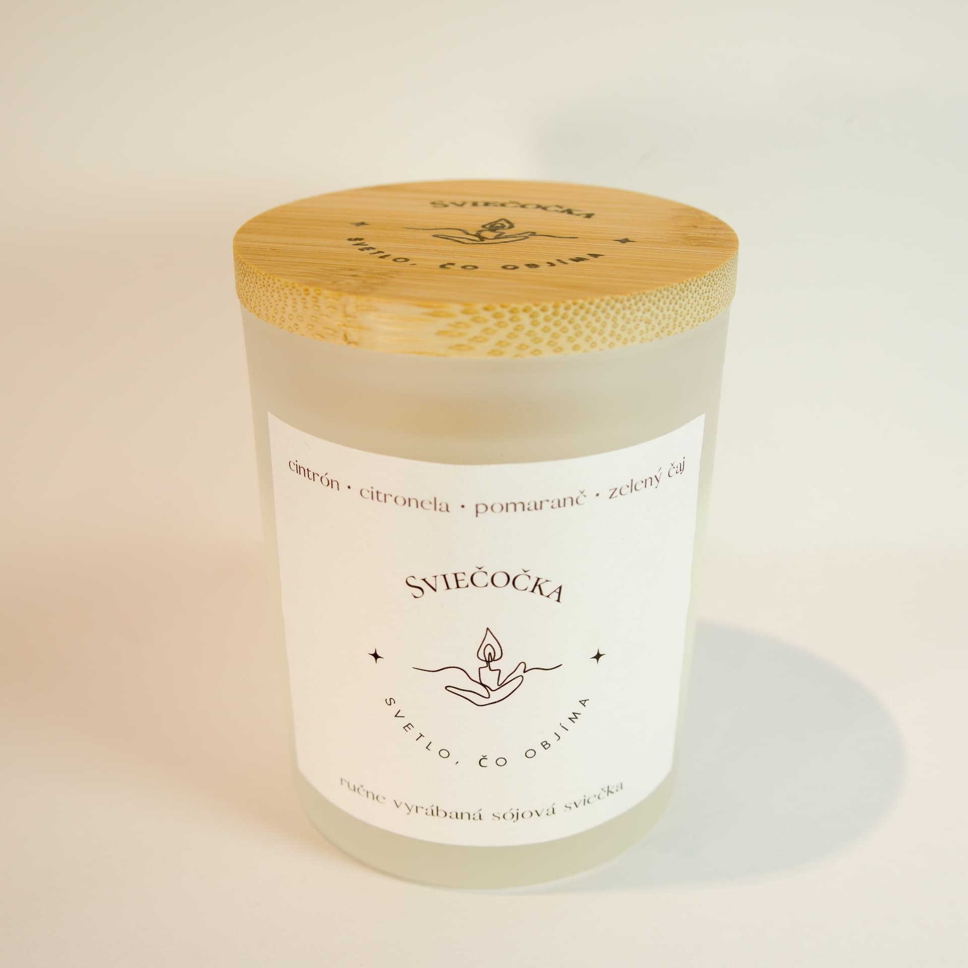 Citrusové svetlo cintrón · citronela · pomaranč · zelený čaj 140g ručne vyrábaná sójová sviečka sójový vosk - pohľad 2